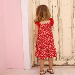 Robe manches courtes imprimée en maille cloquée pour bébé fille