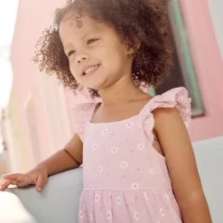 Robe manches courtes imprimée en maille cloquée pour bébé fille
