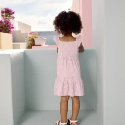 Robe manches courtes imprimée en maille cloquée pour bébé fille