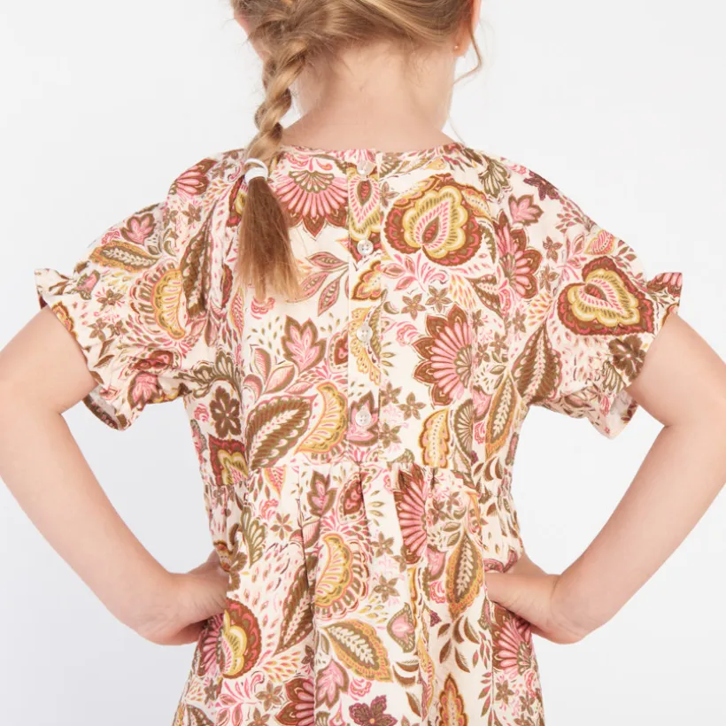 Robe manches courtes imprimé folklorique pour fille