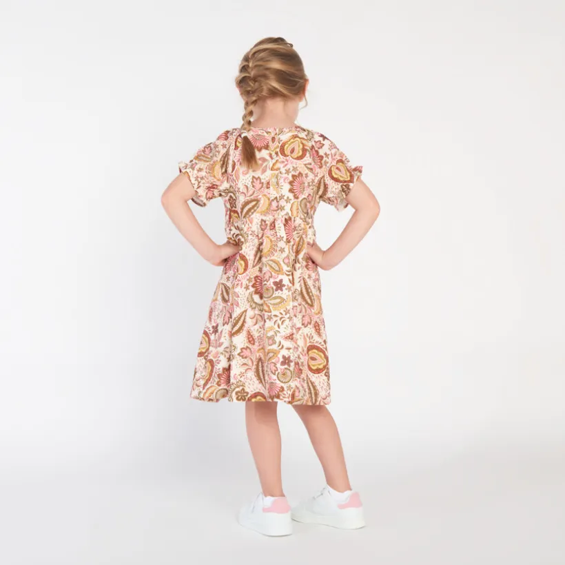Robe manches courtes imprimé folklorique pour fille