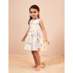 Robe à manches courtes imprimé fantaisie pour bébé fille