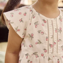 Robe manches courtes imprimé pêches pour bébé fille