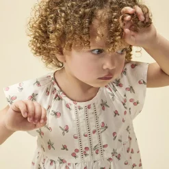 Robe manches courtes imprimé pêches pour bébé fille