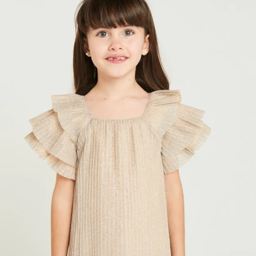 Robe à manches courtes papillon pailletées pour fille