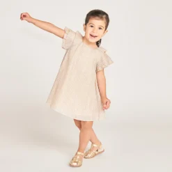 Robe manches courtes papillon pailletées pour bébé fille