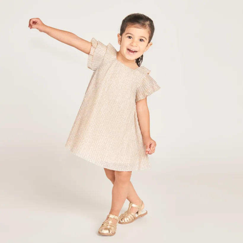 Robe manches courtes papillon pailletées pour bébé fille