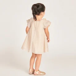 Robe manches courtes papillon pailletées pour bébé fille