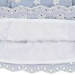 Robe manches courtes à rayures verticales et motifs brodés