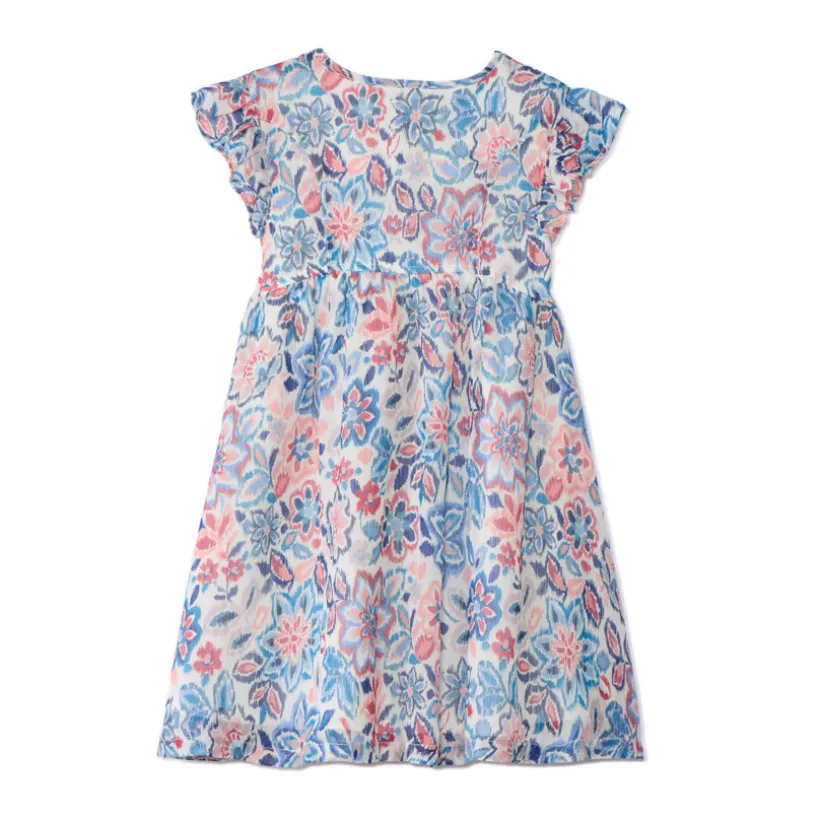 Robe manches courtes volantée et imprimé pour fille