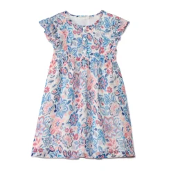 Robe manches courtes volantée et imprimé pour fille
