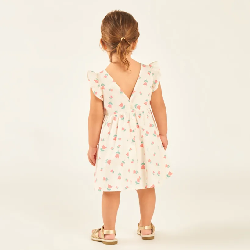 Robe manches courtes volantées imprimé fantaisie pour bébé fille