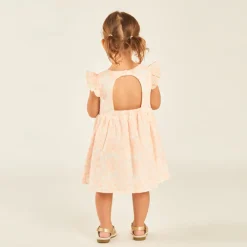 Robe manches courtes volantée en broderie anglaise fleurie pour bébé fille