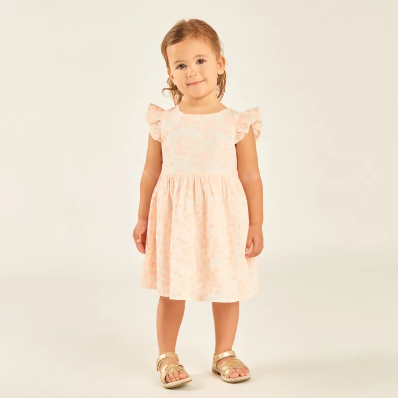Robe manches courtes volantée en broderie anglaise fleurie pour bébé fille