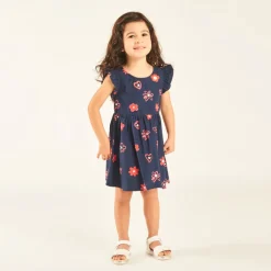 Robe manches courtes volantées imprimé fantaisie pour bébé fille