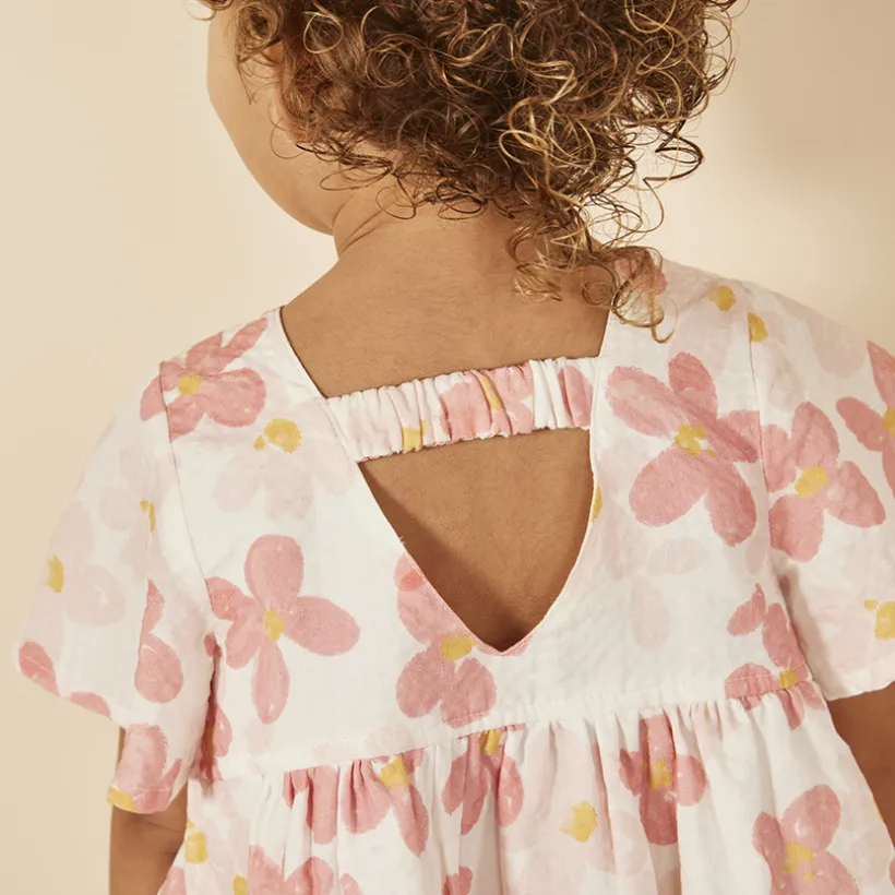 Robe manches courtes volantée imprimé floral pour bébé fille