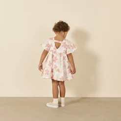 Robe manches courtes volantée imprimé floral pour bébé fille