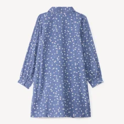Robe manches longues à carreaux imprimé fleurs pour fille