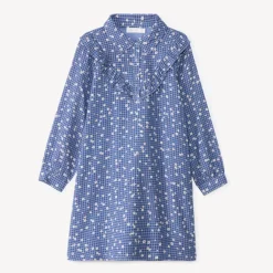 Robe manches longues à carreaux imprimé fleurs pour fille