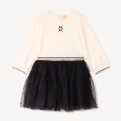 Robe manches longues effet 2 en 1 bi-matière pour bébé fille