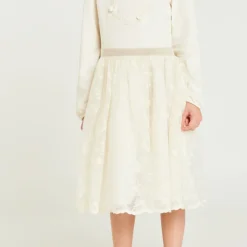 Robe manches longues effet 2 en 1 en tulle brodé pour fille