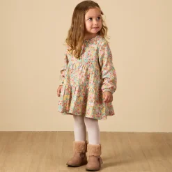 Robe manches longues en double gaze imprimé fleurs pour bébé fille