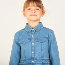 Robe manches longues en jean esprit worker pour fille