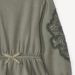 Robe manches longues en molleton brodé pour fille