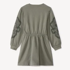Robe manches longues en molleton brodé pour fille