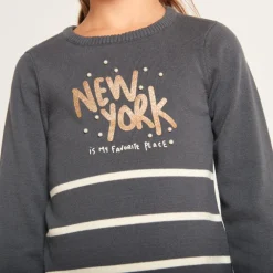 Robe manches longues en tricot rayé pour fille