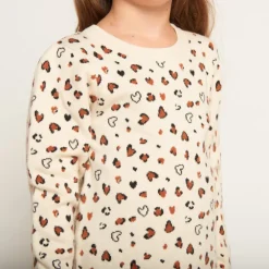 Robe manches longues en tricot léopard pour fille