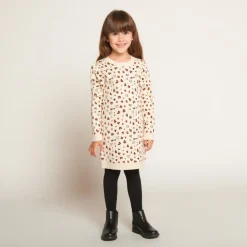 Robe manches longues en tricot léopard pour fille