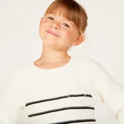 Robe manches longues en tricot rayé pour fille