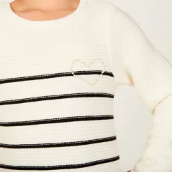 Robe manches longues en tricot rayé pour fille