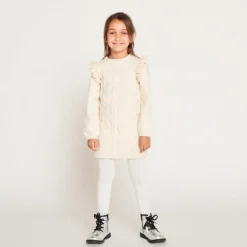 Robe manches longues en tricot uni pour fille