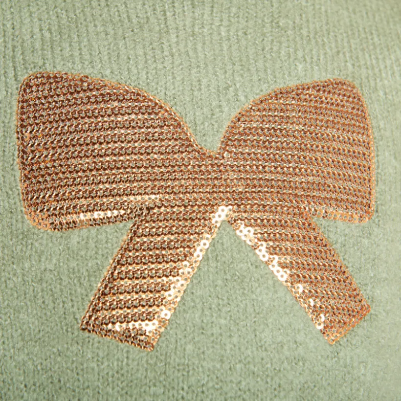Robe manches longues en tricot avec sequins fantaisie pour fille