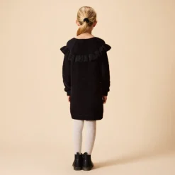 Robe manches longues en tricot pelucheux volanté pour fille