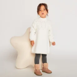 Robe manches longues en tricot uni pour bébé fille