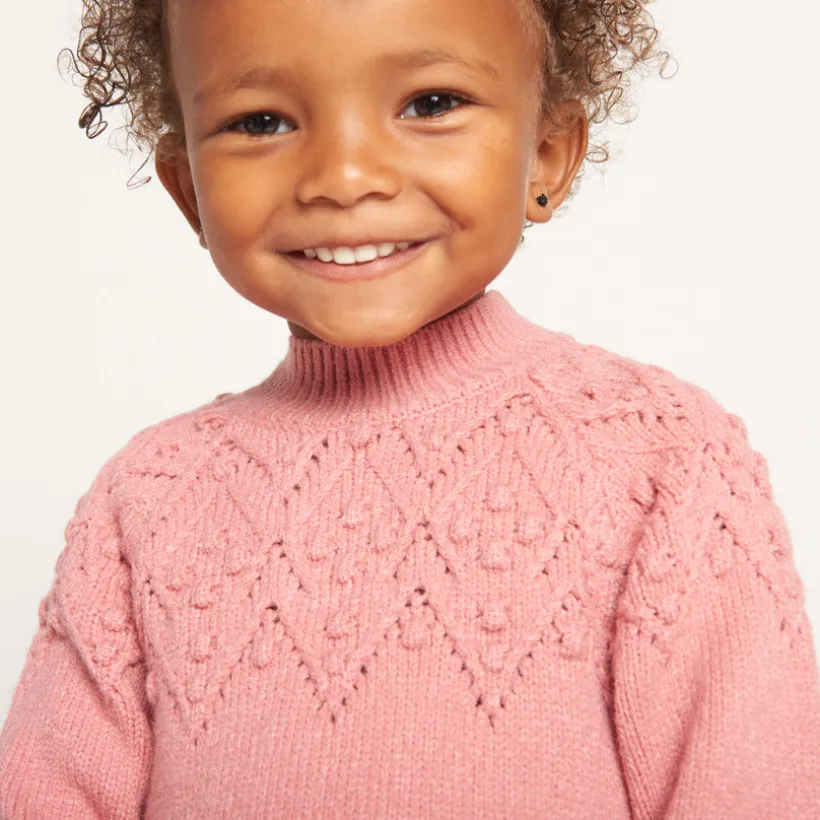 Robe manches longues en tricot uni pour bébé fille