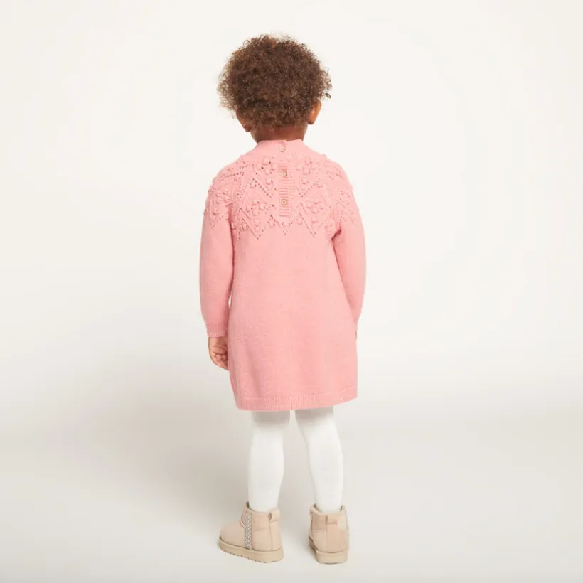 Robe manches longues en tricot uni pour bébé fille