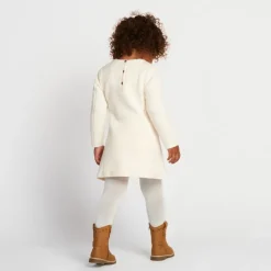 Robe manches longues en tricot et fleurs brodées pour bébé fille