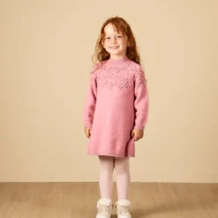 Robe manches longues en tricot uni pour bébé fille