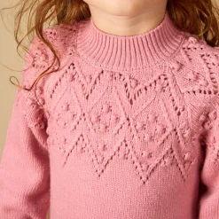 Robe manches longues en tricot uni pour bébé fille