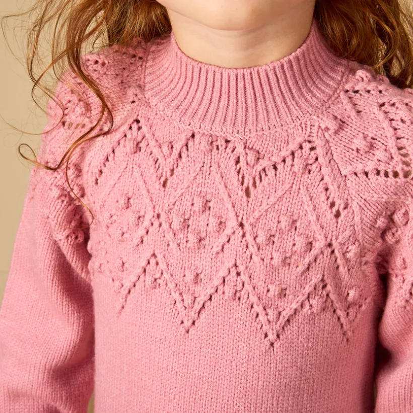 Robe manches longues en tricot uni pour bébé fille