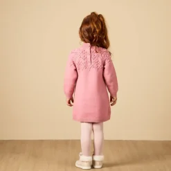 Robe manches longues en tricot uni pour bébé fille