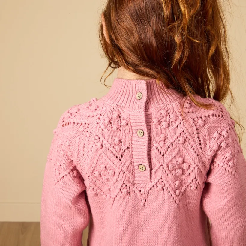 Robe manches longues en tricot uni pour bébé fille