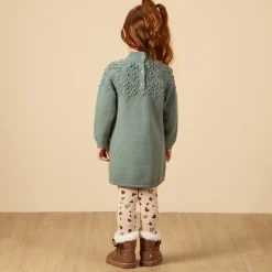 Robe manches longues en tricot uni pour bébé fille
