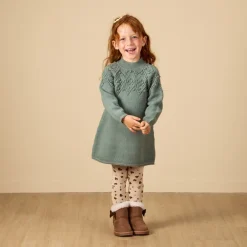Robe manches longues en tricot uni pour bébé fille