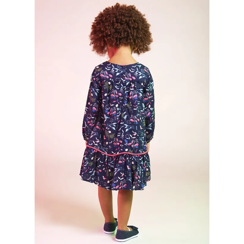 Robe manches longues en voile de viscose imprimé fleuri pour bébé fille