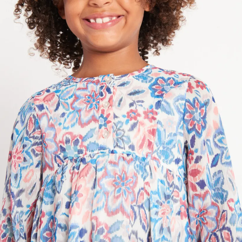 Robe manches longues à fleurs pour fille